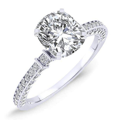 Daphne Cushion Moissanite Engagement Ring whitegold