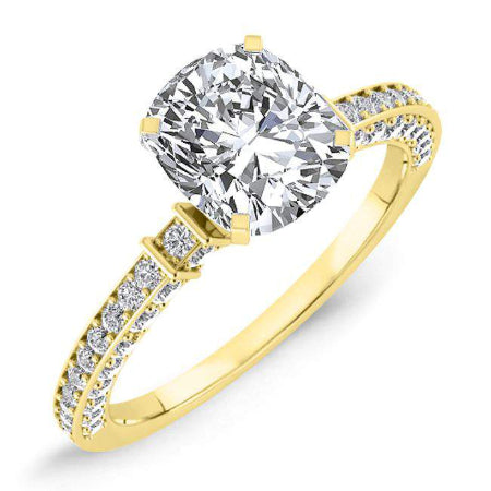 Daphne Cushion Moissanite Engagement Ring yellowgold