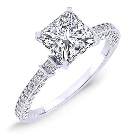 Daphne Princess Moissanite Engagement Ring whitegold