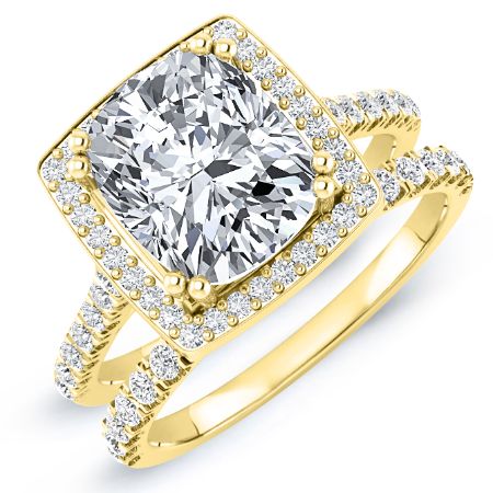 Aster Moissanite Matching Band Only (engagement Ring Not Included) For Ring With Cushion Center yellowgold