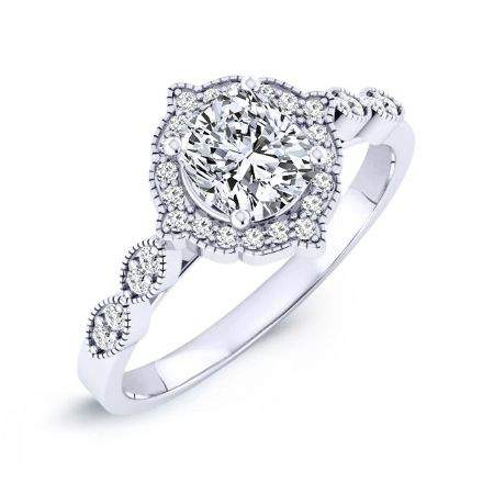 Petal Cushion Diamond Engagement Ring (Lab Grown Igi Cert) whitegold