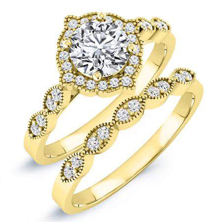 Petal Moissanite Matching Band Only (engagement Ring Not Included) For Ring With Round Center yellowgold