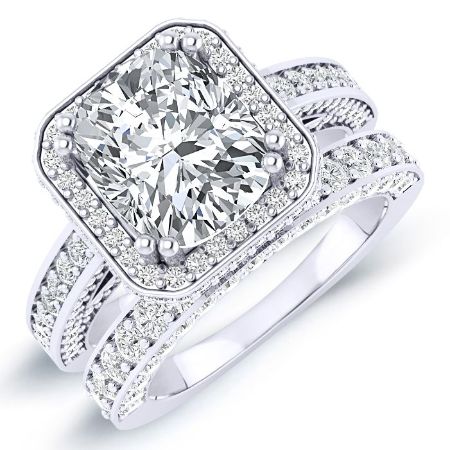 Buttercup Cushion Moissanite Bridal Set whitegold