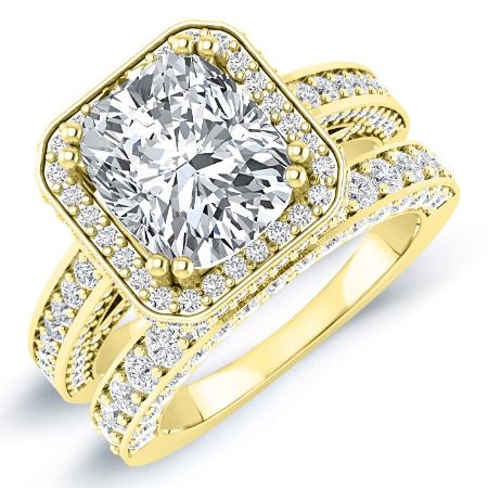 Buttercup Cushion Moissanite Bridal Set yellowgold