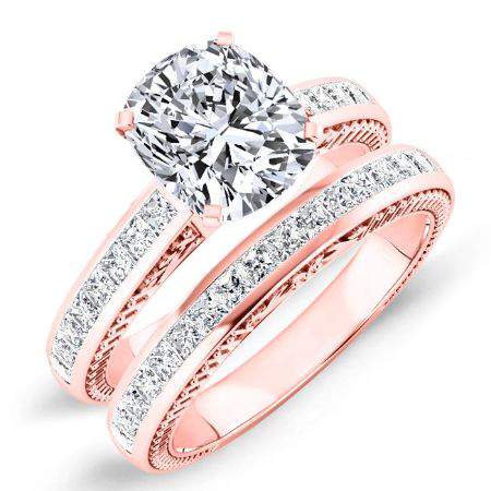 Peony Moissanite Matching Band Only (engagement Ring Not Included) For Ring With Cushion Center rosegold
