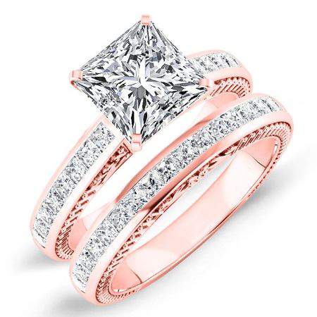 Peony Diamond Matching Band Only (engagement Ring Not Included) For Ring With Princess Center rosegold