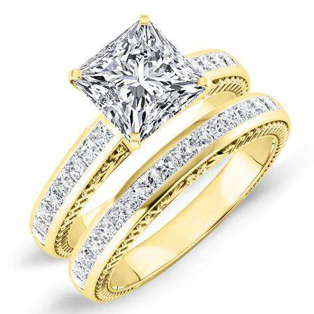 Peony Diamond Matching Band Only (engagement Ring Not Included) For Ring With Princess Center yellowgold