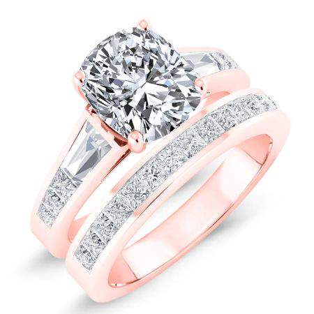Bergamot Moissanite Matching Band Only (engagement Ring Not Included) For Ring With Cushion Center rosegold