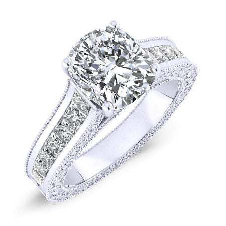 Edelweiss Cushion Moissanite Engagement Ring whitegold