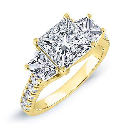 Marjoram Princess Moissanite Engagement Ring yellowgold