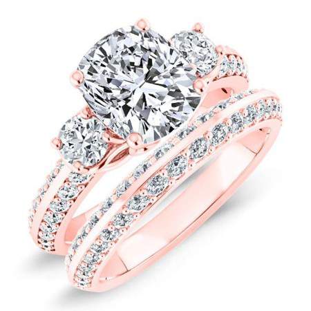 Thistle Cushion Moissanite Bridal Set rosegold