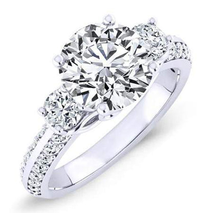 Thistle Round Moissanite Engagement Ring whitegold