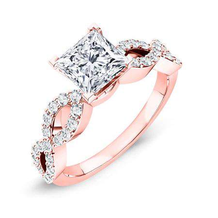 Camellia Moissanite Matching Band Only (engagement Ring Not Included) For Ring With Princess Center rosegold