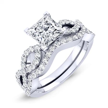 Camellia Diamond Matching Band Only (engagement Ring Not Included) For Ring With Princess Center whitegold