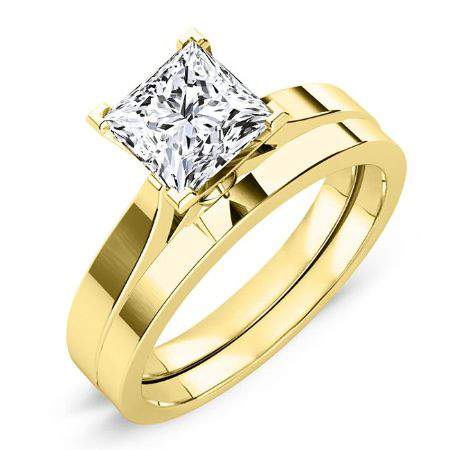 Zahara Moissanite Matching Band Only (engagement Ring Not Included) For Ring With Princess Center yellowgold