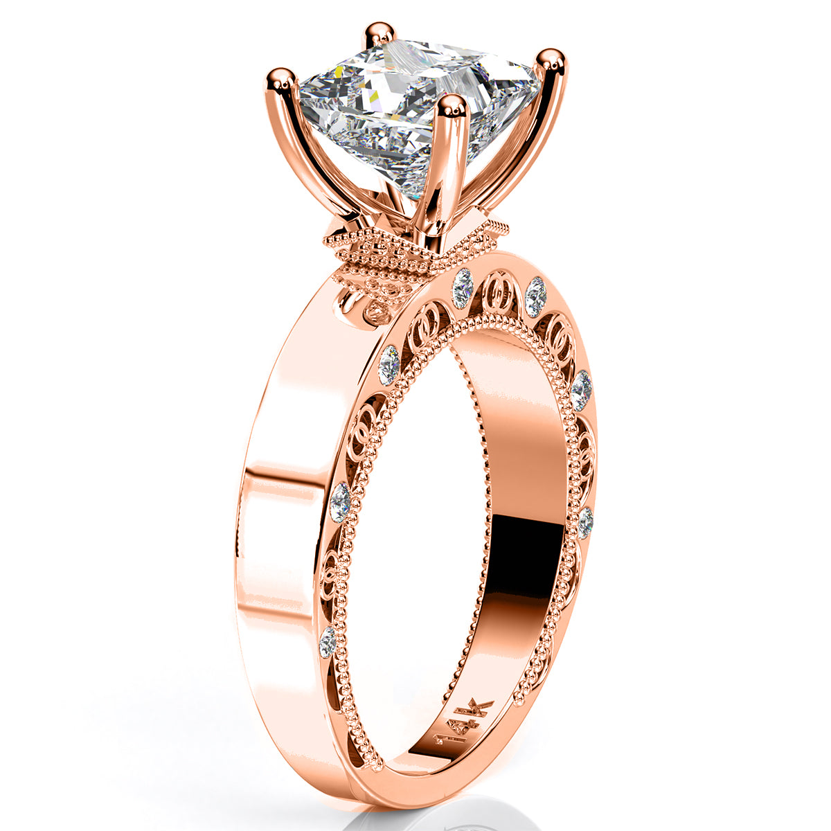 Acacia Princess Moissanite Engagement Ring rosegold