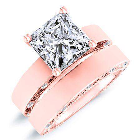 Acacia Moissanite Matching Band Only (engagement Ring Not Included) For Ring With Princess Center rosegold