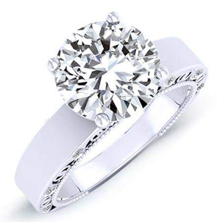 Acacia Round Moissanite Engagement Ring whitegold