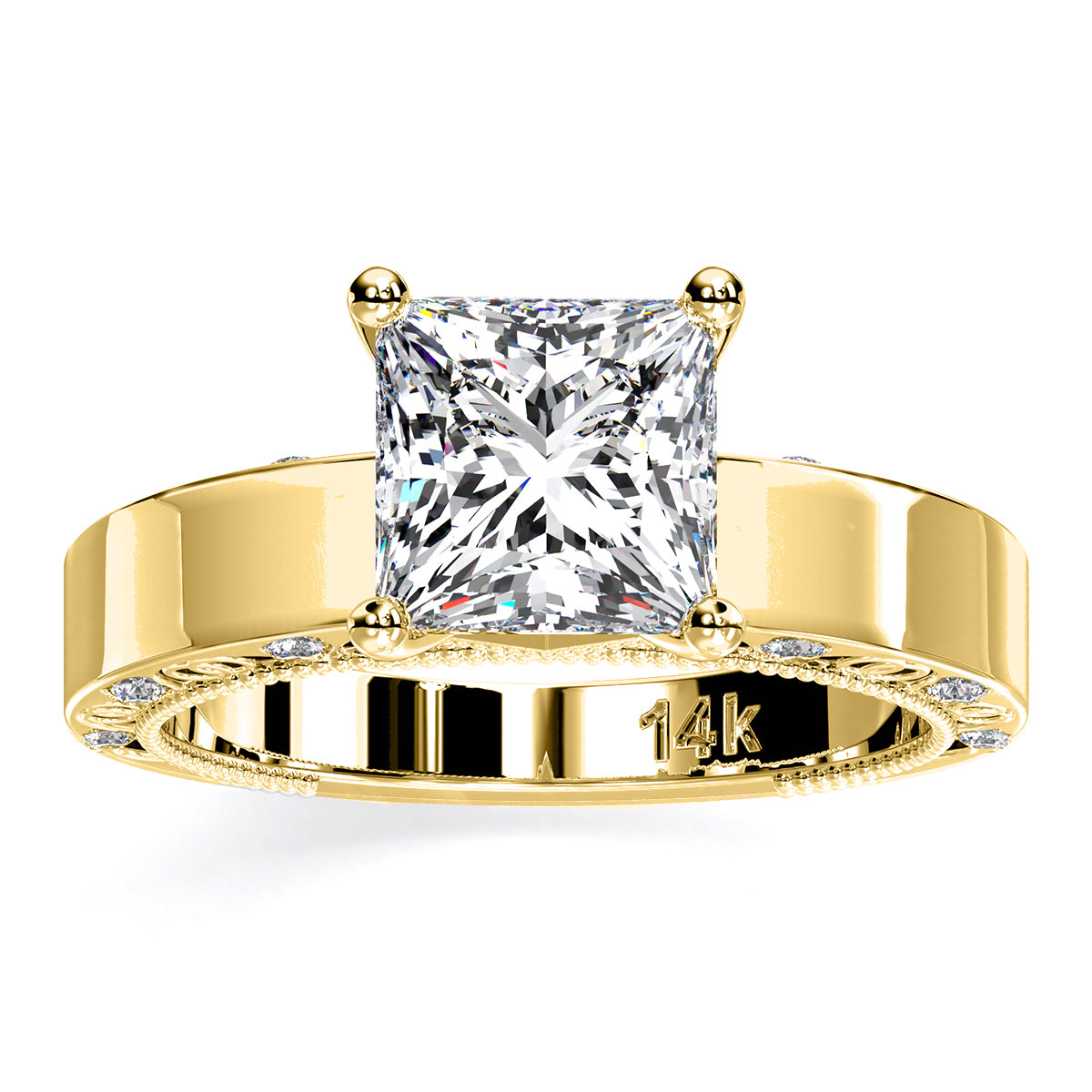 Acacia Princess Moissanite Engagement Ring yellowgold