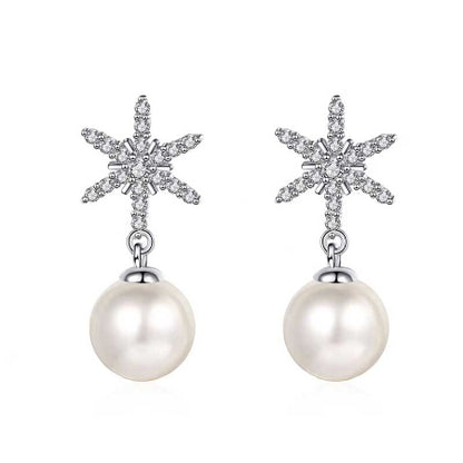 Steffi Moissanite & Pearl Earrings whitegold