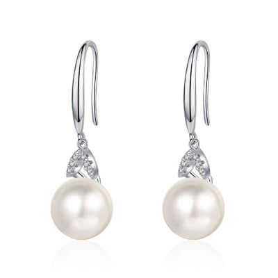 Gladys Diamond & Pearl Earrings whitegold