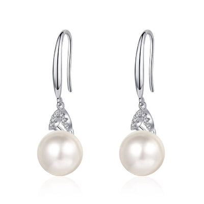 Gladys Moissanite & Pearl Earrings whitegold