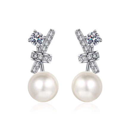 Kali Diamond & Pearl Earrings whitegold