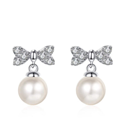 Lennon Diamond & Pearl Earrings whitegold