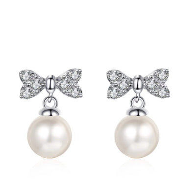 Lennon Moissanite & Pearl Earrings whitegold