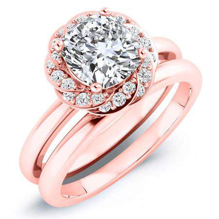 Almond Diamond Matching Band Only (engagement Ring Not Included) For Ring With Cushion Center rosegold