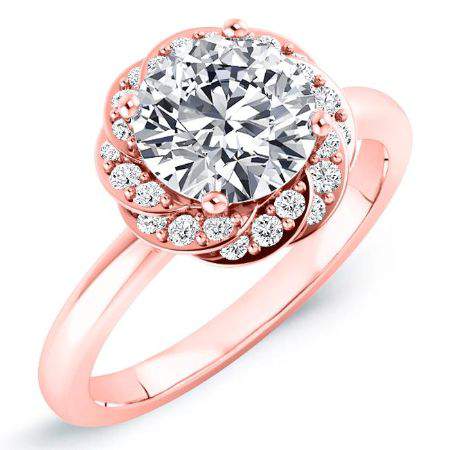 Almond Round Moissanite Engagement Ring rosegold