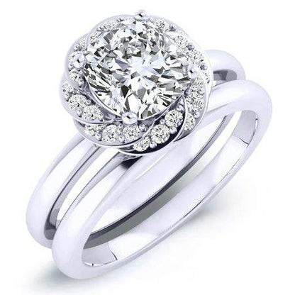 Almond Moissanite Matching Band Only (engagement Ring Not Included) For Ring With Cushion Center whitegold
