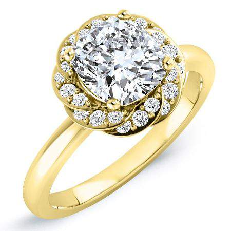 Almond Cushion Moissanite Engagement Ring yellowgold