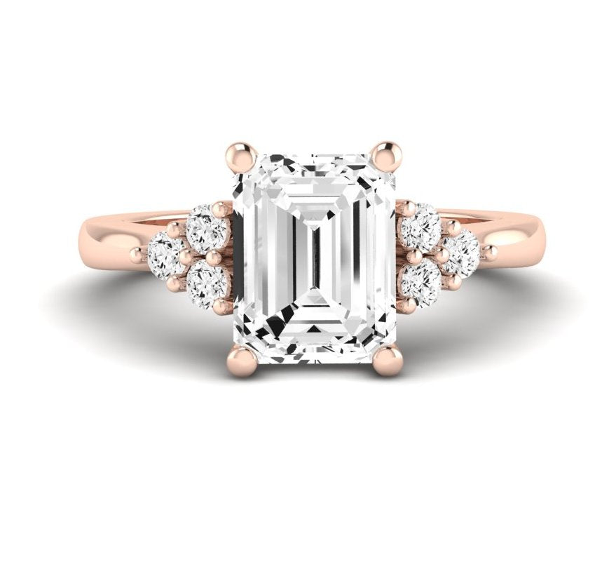 Alyssa Emerald Moissanite Engagement Ring rosegold