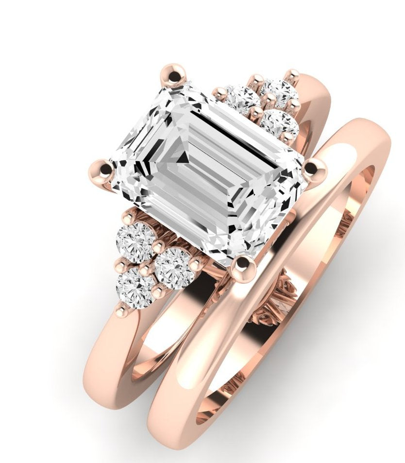 Alyssa Diamond Matching Band Only (does Not Include Engagement Ring) For Ring With Emerald Center rosegold