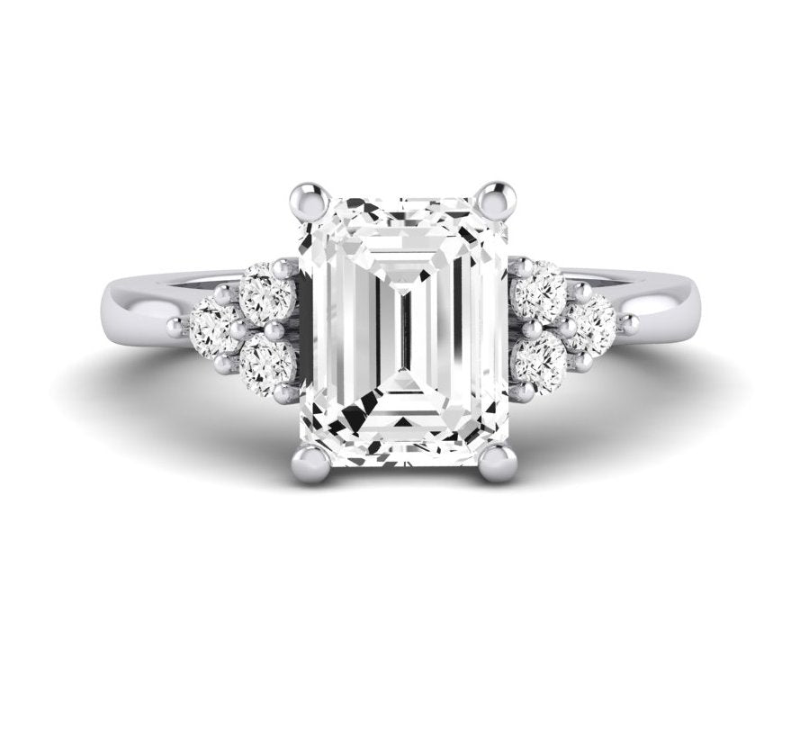 Alyssa Emerald Moissanite Engagement Ring whitegold