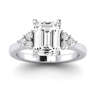 Alyssa Emerald Moissanite Engagement Ring whitegold