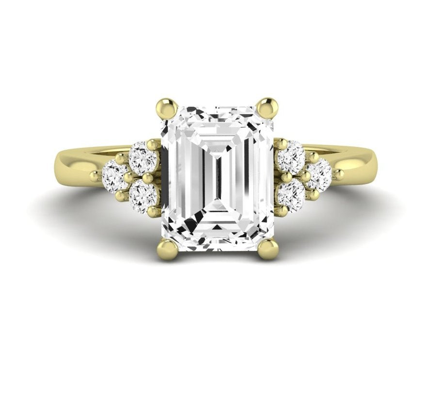 Alyssa Emerald Moissanite Engagement Ring yellowgold