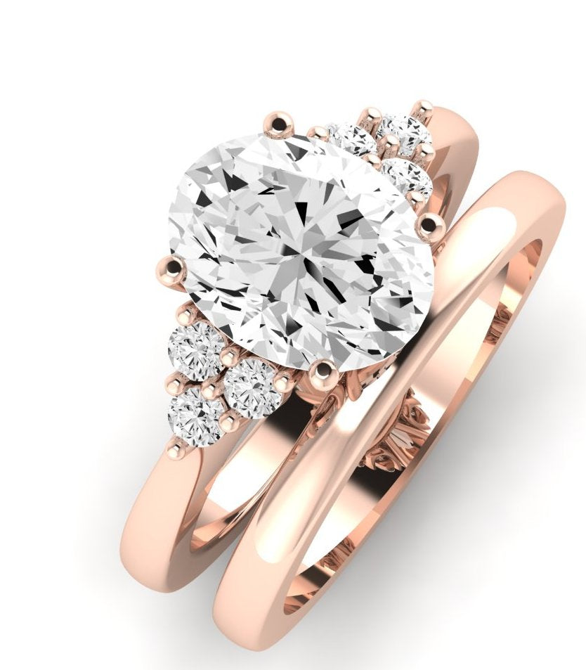 Alyssa Diamond Matching Band Only (does Not Include Engagement Ring) For Ring With Oval Center rosegold