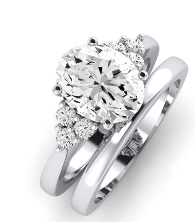 Alyssa Diamond Matching Band Only (does Not Include Engagement Ring) For Ring With Oval Center whitegold