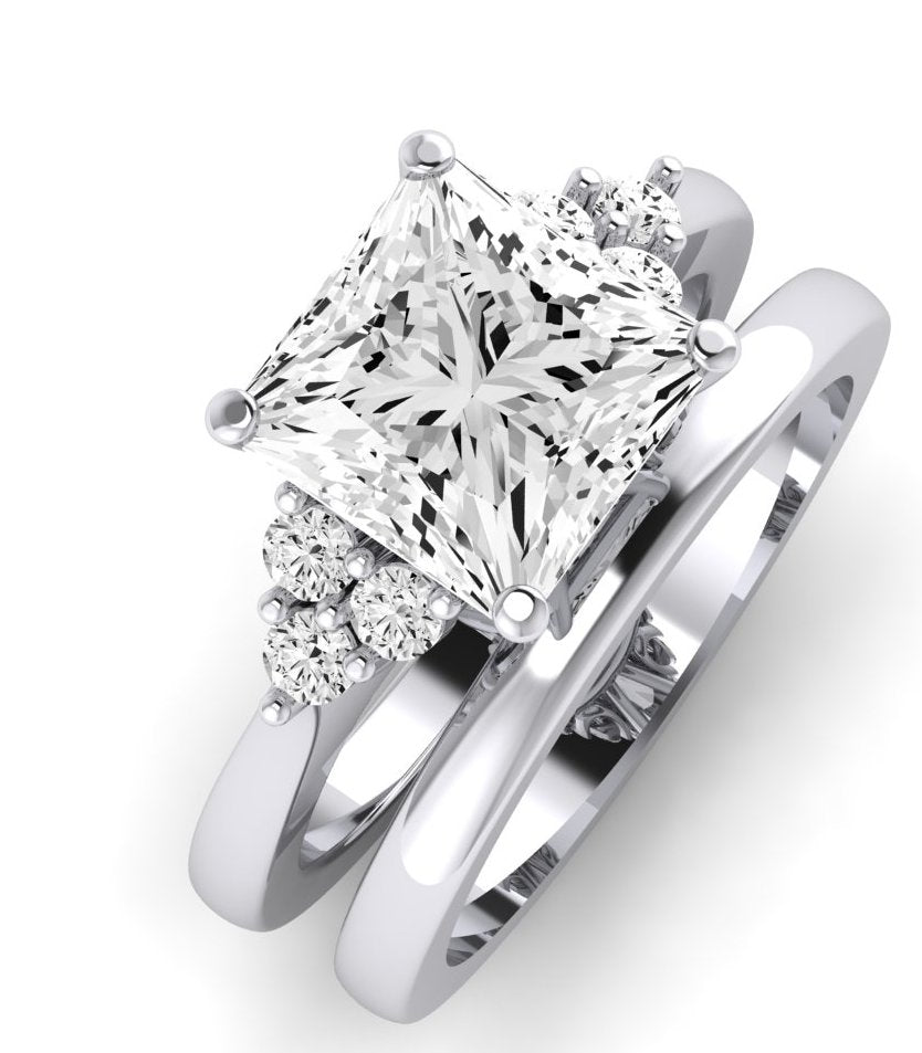 Alyssa Diamond Matching Band Only (does Not Include Engagement Ring) For Ring With Princess Center whitegold
