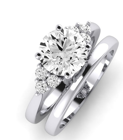 Alyssa Moissanite Matching Band Only (does Not Include Engagement Ring) For Ring With Round Center whitegold