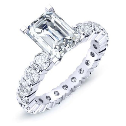 Rose Emerald Diamond Engagement Ring (Lab Grown Igi Cert) whitegold