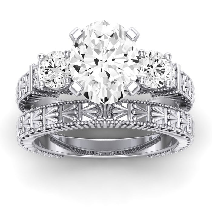 Angelonia Moissanite Matching Band Only (does Not Include Engagement Ring) For Ring With Oval Center whitegold