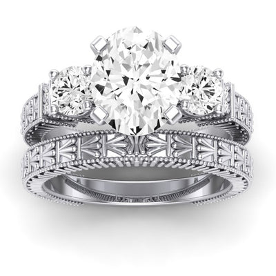 Angelonia Moissanite Matching Band Only (does Not Include Engagement Ring) For Ring With Oval Center whitegold