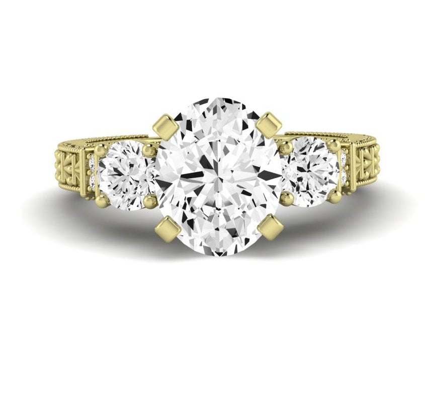 Angelonia Oval Moissanite Engagement Ring yellowgold