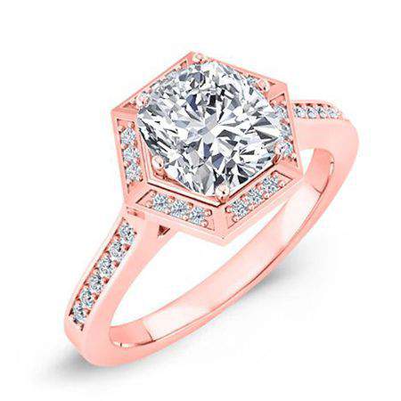 Anise Cushion Moissanite Engagement Ring rosegold