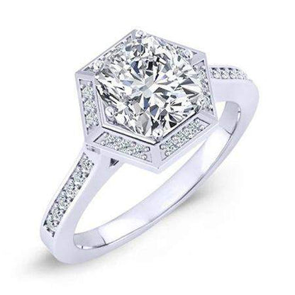 Anise Cushion Moissanite Engagement Ring whitegold