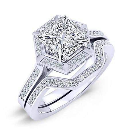 Anise Moissanite Matching Band Only (engagement Ring Not Included) For Ring With Princess Center whitegold