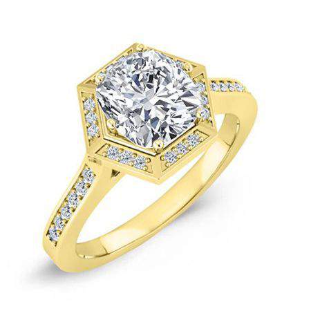 Anise Cushion Moissanite Engagement Ring yellowgold